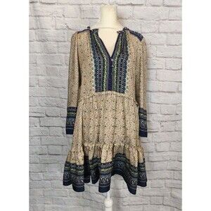 Veronica‎ Beard Ruffle Mini Dress Lumi Multi Printed Silk Size 4 Prairie Boho